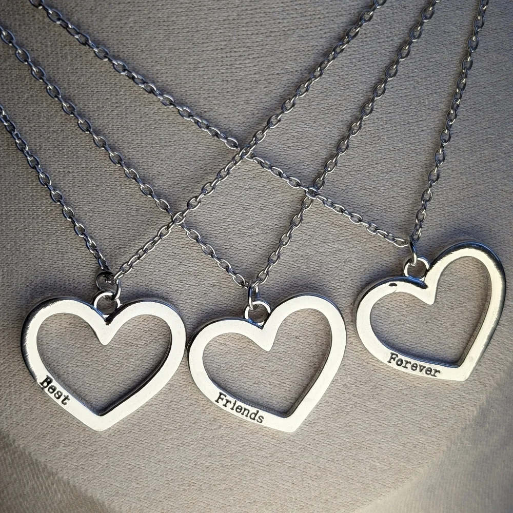 NEW ❤️ BEST FRIENDS FOREVER 3pk BFF necklace set silver stainless steel Kid's